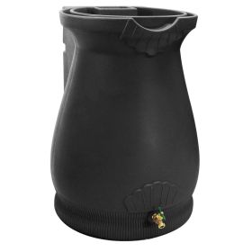 65-Gallon Plastic Urn Rain Barrel with Planter Top 3 Colors (Color: Black)