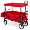 Collapsible Utility Wagon Cart Indoor/Outdoor with Canopy - Blue or Red