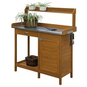 Gardening Bench in Metal or Stainless Steel Tabletop 44x18x49” (Table Top: Metal)