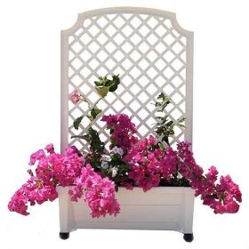 PE Self Watering Trellis In/Outdoor Planter in 3 Colors 31”Wx53”H (Color: White)