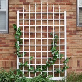 8 Ft Wall Mounted Trellis in White Vinyl - Made in USA (Color: White)