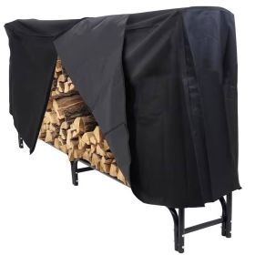 Indoor/Outdoor Black Metal Firewood Rack with Cover (size: 8ft)