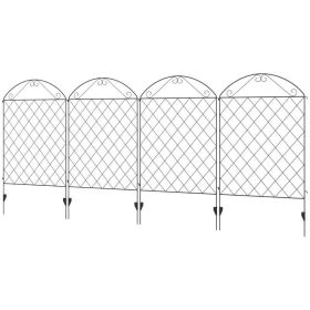 4 Pack Black Steel Foldable Fence Arch Trellis Panel Animal Barrier (Type: Arched)