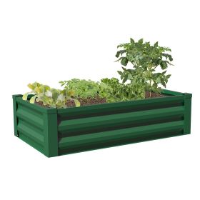 Galvanized Steel Raised Bed Planter 4 Colors 48x24x10 Inches (Color: Green)