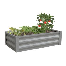 Galvanized Steel Raised Bed Planter 4 Colors 48x24x10 Inches (Color: Gray)