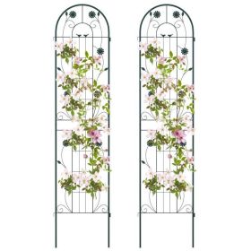 2 Pack - 7-ft Galvanized Steel Outdoor Garden Trellis in Green Metal Finish (Color: Green)