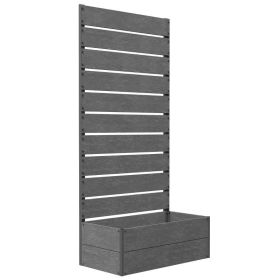 Modern Outdoor Planter with Slatted Trellis in 3 Finishes 28"x59" (Finish: Grey)