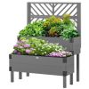 2 Tier Elevated Planter Boxes with Trellis Grey Finish or Natural