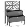 2 Tier Elevated Planter Boxes with Trellis Grey Finish or Natural
