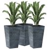 Set of 3 Faux Rattan In/Outdoor Planters in 3 Colors 14"Wx24"H