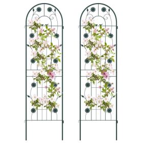 Set of 2- 6-ft Galvanized Steel Outdoor Garden Trellis in White or Green Metal Finish (Color: Green)