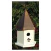 White Wood Bird House with Verdi Green or Brown Copper Roof  with 1.25” Opening - Made in USA