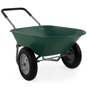 Heavy Duty 2-Wheel Multipurpose Rust Proof Wheelbarrow (Color: Green)