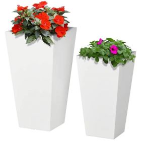 Set of 2 Modern Lightweight Outdoor Planter Boxes in 3 Colors (Color: White)