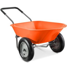 Heavy Duty 2-Wheel Multipurpose Rust Proof Wheelbarrow (Color: Orange)