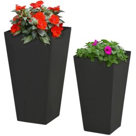 Set of 2 Modern Lightweight Outdoor Planter Boxes in 3 Colors (Color: Black)
