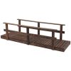 7 ft. Outdoor Wooden Garden Bridge with Hand Rails in Natural or Carbonized Wood Finish