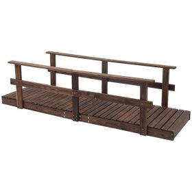 7 ft. Outdoor Wooden Garden Bridge with Hand Rails in Natural or Carbonized Wood Finish (Finish: Natural)