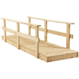 7 ft. Outdoor Wooden Garden Bridge with Hand Rails in Natural or Carbonized Wood Finish (Finish: Carbonized Wood)