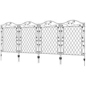 4 Pack Steel Foldable Fence Floral Trellis Panel Animal Barrier (Type: Arched Floral)