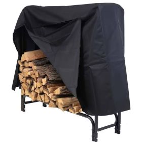 Indoor/Outdoor Black Metal Firewood Rack with Cover (size: 4ft)