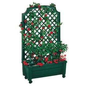PE Self Watering Trellis In/Outdoor Planter in 3 Colors 31”Wx53”H (Color: Green)