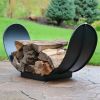 Indoor/Outdoor Curved Corten Steel Firewood Log Storage Rack