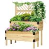 2 Tier Elevated Planter Boxes with Trellis Grey Finish or Natural