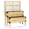 2 Tier Elevated Planter Boxes with Trellis Grey Finish or Natural