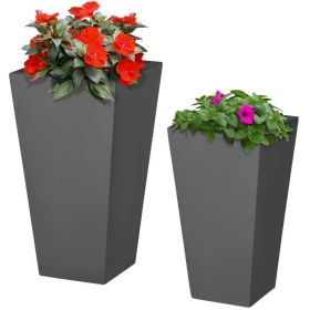 Set of 2 Modern Lightweight Outdoor Planter Boxes in 3 Colors (Color: grey)
