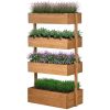4 Tier Vertical Grey or Natural Wood Planter Boxes 32x18x56 In