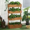 4 Tier Vertical Grey or Natural Wood Planter Boxes 32x18x56 In
