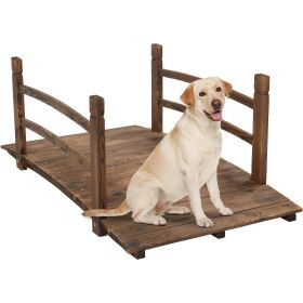 Outdoor 4-ft Wooden Garden Bridge in Natural or Rustic Brown Wood Finish (Finish: Natural)