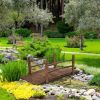 Outdoor 4-ft Wooden Garden Bridge in Natural or Rustic Brown Wood Finish