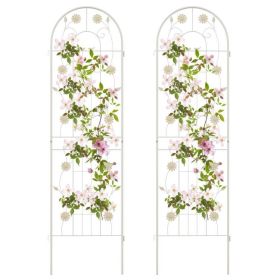 Set of 2- 6-ft Galvanized Steel Outdoor Garden Trellis in White or Green Metal Finish (Color: White)