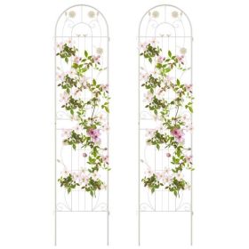 2 Pack - 7-ft Galvanized Steel Garden Trellis in White or Green Metal Outdoor Finish (Color: White)