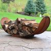 Indoor/Outdoor Curved Corten Steel Firewood Log Storage Rack
