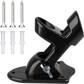 2.6cm Diam Wall-mount Flagpole Bracket 2-Hole Aluminum Flag Holder (Color: Black)