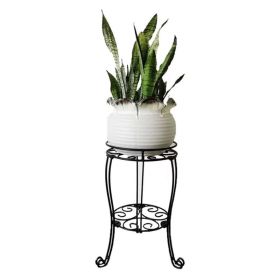 2 Tier Plant Stand, Coated Metal Scroll Design 2 Pattern Options (Color: Style 1)