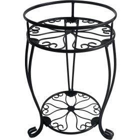 2 Tier Plant Stand, Coated Metal Scroll Design 2 Pattern Options (Color: Style 2)