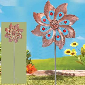 Kinetic Ornamental Wind Spinner Outdoor Garden Stake in Pink or Silver. (Style: Garden Spinning Ornament)