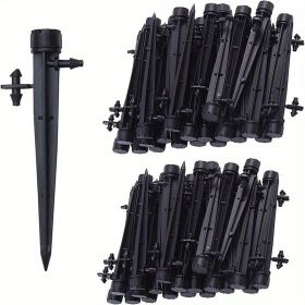 20pcs/50pcs Drip Emitters Perfect For 4/7mm Tube PE Pipe; 8 Holes; Adjustable 360 Degree Water Flow Irrigation Drippers On Stake For Flower Bed; Garde (Quantity: 20pcs, Color: Black)