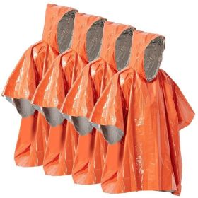 Weather-Proof Emergency Rain Poncho Outdoor Survival Gear (4 ponchos) (Type: Camping supplies, Color: Orange)
