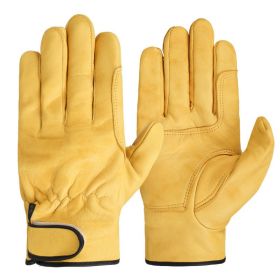 Mens Sheepskin Leather Safety Work Gloves in Yellow/White and Multiple Sizes (Color: Palm protection YE, size: XXL)