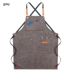 Heavy Duty Canvas Work Apron with 9 Tool Pockets and Adjustable Cross-Back Straps 1PC (Ships From: China, Color: Basic Grey)