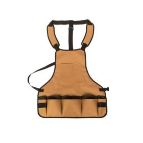 Canvas Work Adjustable Apron with Storage Pockets for Work and Hobby Tools 1PC (Color: Brown)
