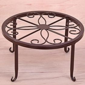 Heavy Duty Coated Metal Plant Stand Scroll Base 9”D x 5”H (Color: Black)