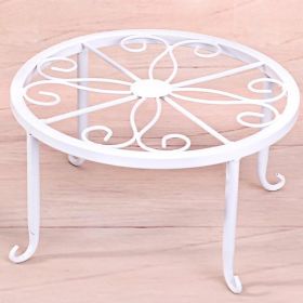 Heavy Duty Coated Metal Plant Stand Scroll Base 9”D x 5”H (Color: White)