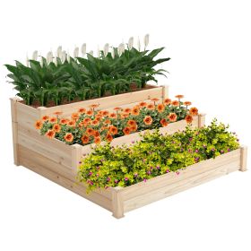 Elevated Raised Garden Bed Configurable Tiers Fir 49x49x21 In (Color: as Pic)