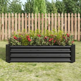Galvanized Metal Coated Raised Bed Planter 4x2x1 Ft - 2 Colors (Color: Black)